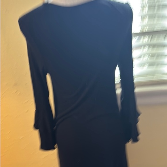 Black Lace Up Ruffle Bell Sleeve Mini​ Dress - Picture 7 of 7